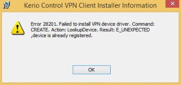 Kerio control vpn client не устанавливается на windows 10